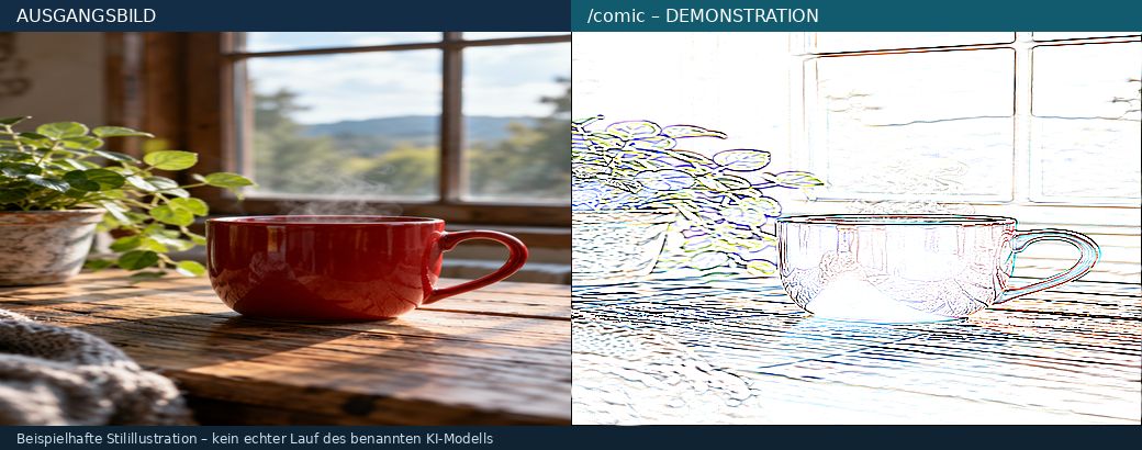 Illustrativer Vorher-Nachher-Vergleich zu Comic
