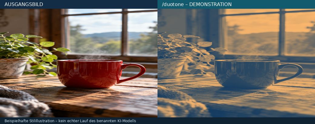 Illustrativer Vorher-Nachher-Vergleich zu Duotone