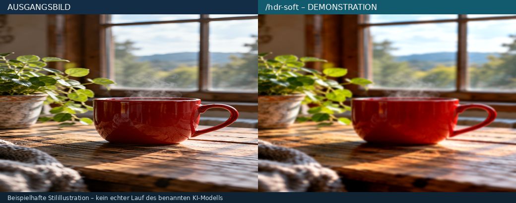 Illustrativer Vorher-Nachher-Vergleich zu Sanftes HDR