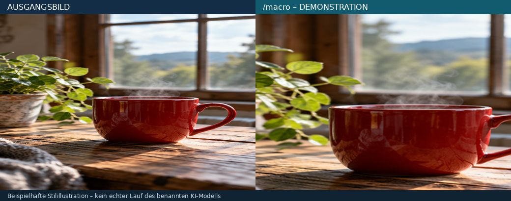 Illustrativer Vorher-Nachher-Vergleich zu Makro-Look