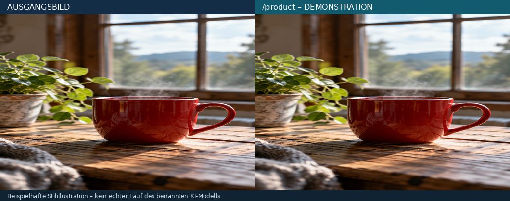 Illustrativer Vorher-Nachher-Vergleich zu Produktfotografie