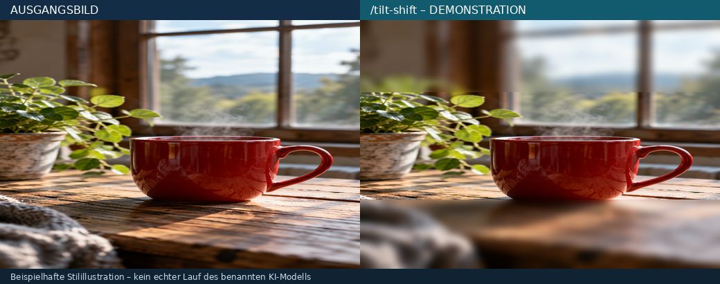 Illustrativer Vorher-Nachher-Vergleich zu Miniatur-Effekt